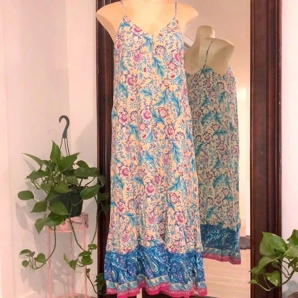 Oasis Print Strappy Midi Sundress SPELL Aesthetic
